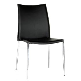 Click here to buy Set of 2 Bonded Leather Dining Chairs- Black .