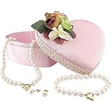 14k Gold FW Pearl 3-piece Set with Heart Shape Box