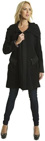 Premise Paris Wool Coat With Oversize Hood and Front Pockets Black S