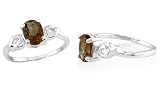 Oval Cut Smoky Quartz Solitaire Ring Sterling Silver