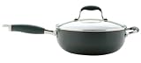 Meyer Anolon Advanced Hard Anodised Covered Chef's Pan with Glass Lid, Helper Handle & DuPont Autograph 2 Non-stick coating, 26 cm