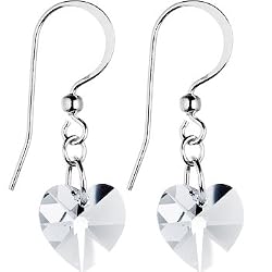 Austrian Crystal Heart April Birthstone Earrings MADE WITH SWAROVSKI ELEMENTS
