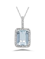Aquamarine Pendant - 1/4 (0.21-0.27) Ct Diamond & Aquamarine Pendant in 14K Gold