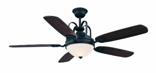 Savoy House 54-660-5WA-25 Orion 54-Inch Ceiling Fan, Slate Finish with Walnut Blades and Integrated Cream Textured Light Kit