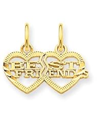 14k Yellow Gold Double Heart Best Friends Break-apart Pendant. Metal Wt- 0.55g