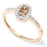 14K Gold Oval Cut Champagne & White Diamond Ring