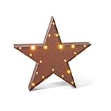 12" - Rustic Brown - Metal - Battery Operated - LED - Lighted Star | Gerson Wall Decor (92918)