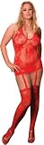 Plus Size Sexy Sheer Red Lace Lingerie Set - Dress and Stockings