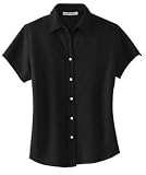NEW Port Authority Signature - Ladies Rapid Dry Button-Front Sport Shirt Jet Black-M
