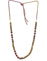Wendy Mink "Matrix" Wood, Red and Brown African Glass Bead Strand Necklace