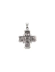 25.00x24.25 mm Hollow Four Way Cross Medal in 14K White Gold