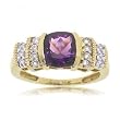 Amethyst & Diamond Ring in 14K Yellow Gold Split Bezel Size 7