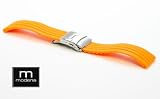 ORANGE 18mm MODENA F-1 style Italian Rubber Watch Band w/ Deployant / Deployment Buckle / Clasp