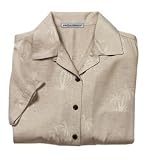 Port Authority Signature - Ladies Palm Tree Jacquard Camp Shirt Khaki-XXL
