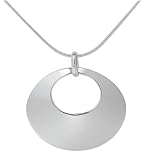 Sterling Silver Sculpted Oval Pendant, 18"