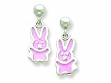 Sterling Silver Pink Bunny Resin Earrings