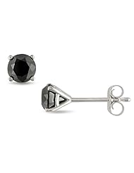3/4 ct.t.w. Black Diamond Solitaire Earring in 10k White Gold
