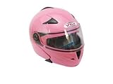 Little Ladies Large PINK VOX Racing Motorcycle Helmet Full Face Flip Up Motorcycle, Bike and Snowmobile Helmets with Free Accessory Bag