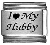Clearly Charming I Heart my Hubby Laser Etched Italian Charm