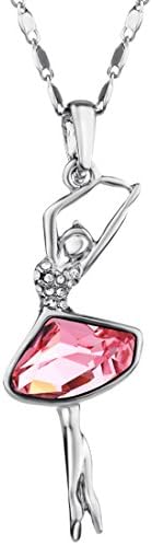 Neoglory Jewelry Rose Crystal Made with Swarovski Element Fashion Ballet Dance Girl Pendant Necklace