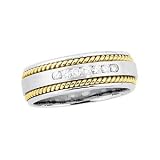 14K Two-Tone Gold Diamond Comfort Fit Handwoven Wedding Band Duo - Lady's Ring
