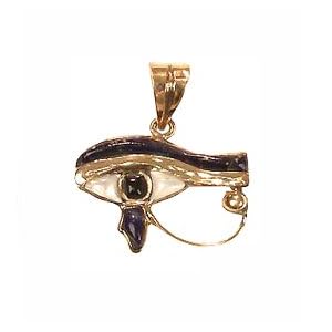 18K Egyptian Jewelry Pendants - Eye of Horus with Lapis and Mother of Pearl