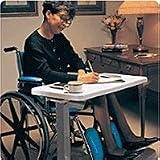 Wheelchair Desk - This wheel chair table/desk has a sturdy flat surface to allow you to eat, write letters or do projects while in a wheelchair or bed. Height adjusts 28 to 42. C style base for easy, close access.
