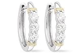 1 Carat Diamond Hoop Earrings 14k Two Tone