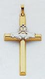 14kt Two-Tone Gold Claddagh Cross - XCH272