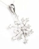 14k Snowflake Diamond Pendant in White Gold