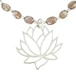 Andalusite Bead Necklace with Lotus Flower Pendant and Beads in Sterling Silver, #7886