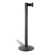 Lavi 50-3000 Beltrac Aluminum Retractable Portable Post with 7' Black Belt, 14" Diameter x 40" Height, Wrinkle Black
