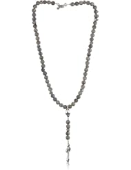 King Baby 10mm Labradorite Rosary with Silver Roses, Skull and Traditional Coss