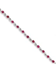 14k White Gold W/ Ruby Gemstone Bracelet, Best Quality Free Gift Box Satisfaction Guaranteed