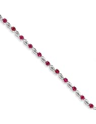 14K White Gold w/ African Ruby Gemstone Bracelet