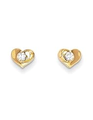 MadiK® 14k Yellow Gold Polished CZ Heart Post Stud Earrings