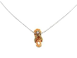 Necklace - N271 - Flip Flop Slipper ~ Orange Dots