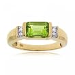 Green Peridot And Diamond Ring Band in Yellow Gold