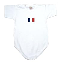 BABY BODYSUIT WHITE FLAG " FRANCE " 0 - 3 Months