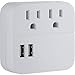 Jasco 38596 GE Pro Surge Protector Tap, 2 Outlets + 2 USB, 280J 1.0A, White