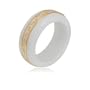 Gold Plated Sterling Silver White Jade Greek Key Band Ring, Size 8