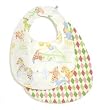 Lilypad Baby Reversible Baby Girl Bib -Enchanting Rainbow Pastels Circus Animals with Pink and Green Harlequin Accents