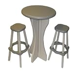 Leisure Accents Pub Set, 30-Inch Round with 2 Stools, Taupe/Beige