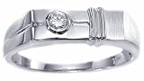 0.10Ct. 14K. White Gold Round Diamond Men's Ring