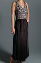 Shadowline Long Gown With Stretch Lace Bodice & Waist, Filigree (Black)