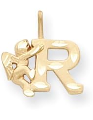14k Angel Initial R Charm