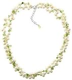 Genuine Fresh Water Pearl and Peridot Sterling Silver Necklace