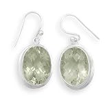 12x16mm Oval Green Amethyst French Wire Earrings