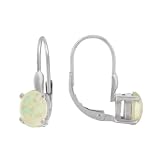 Sterling Silver Lever Back Earrings w/ Round Created-Opal Drop