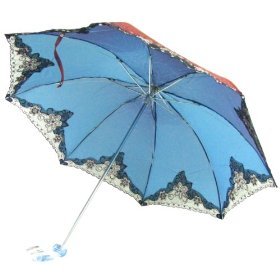  Hearts Word of Flowers Umbrella, Anti-uv Sun Umbrella, Parasol Series Triple Folding Umbrella with Lacework Light Bule